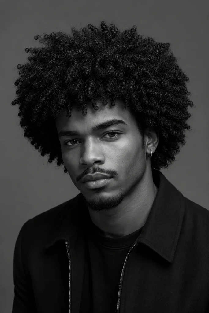 Black and White Afro with Defined Curls