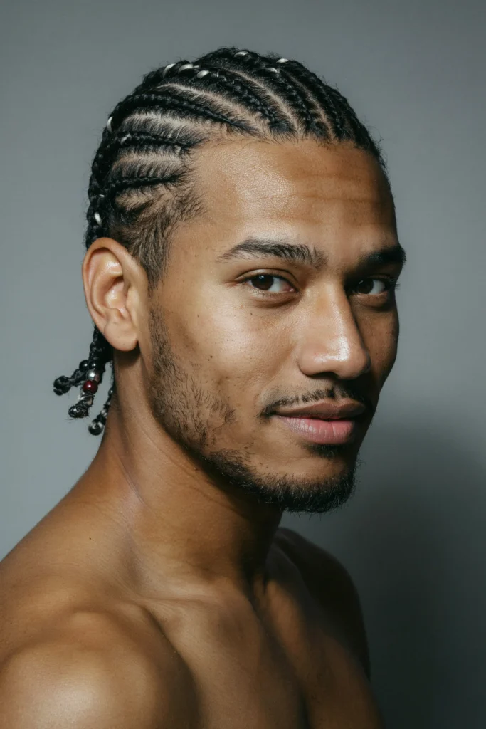 Black and White Braids with Beads
