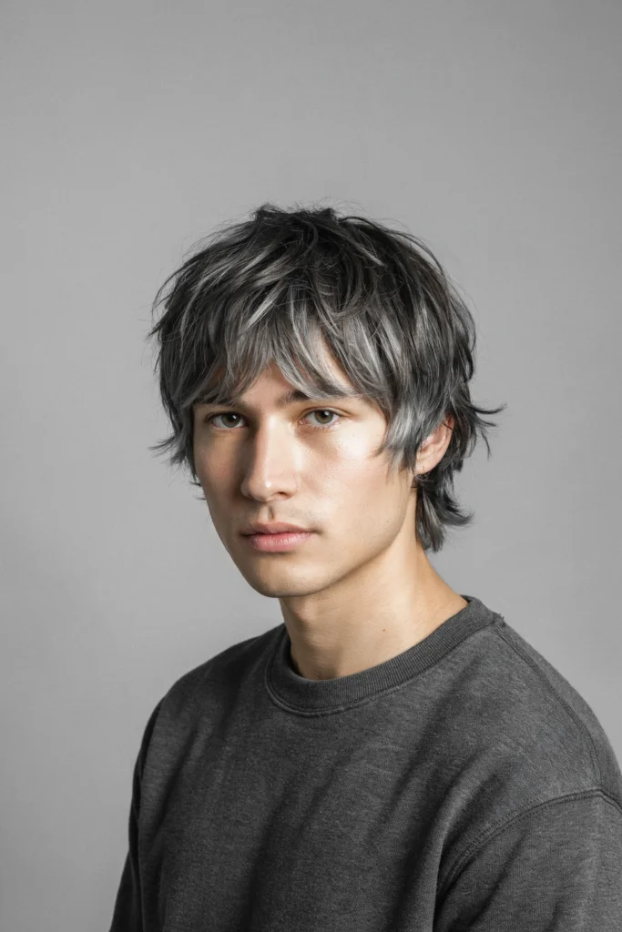 Black and White Shaggy Layered Cut