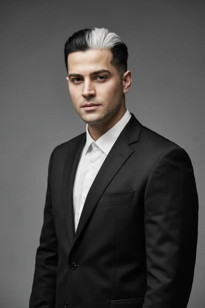 Black and White Side Part Slick Back