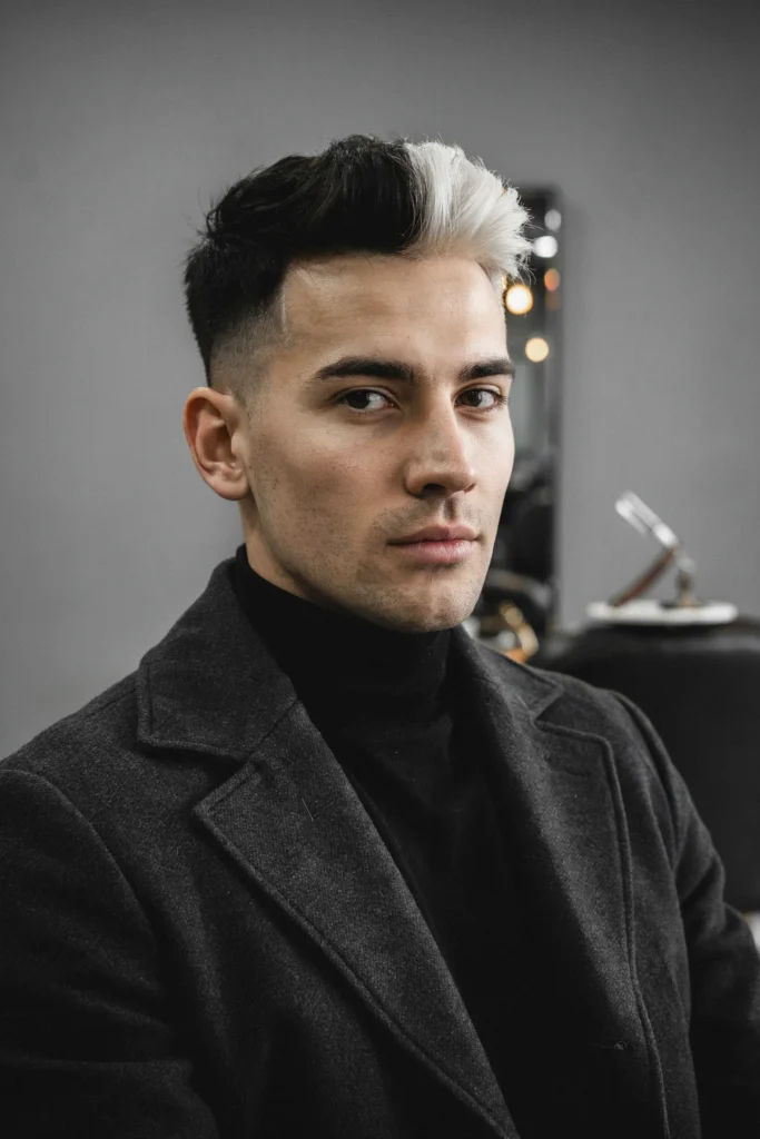 Black and White Undercut with Hard Part