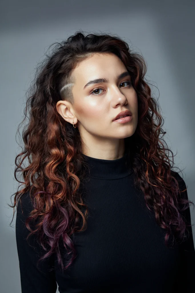 Colored Curly Undercut for Extra Edge