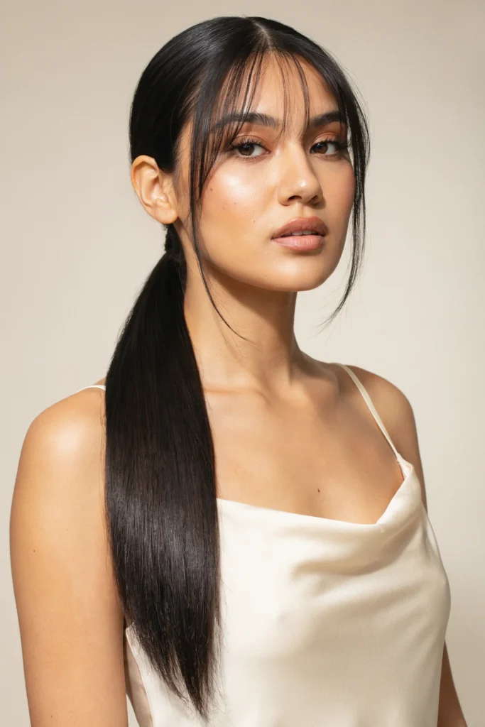 Extra-Long Ponytail with Wispy Bangs