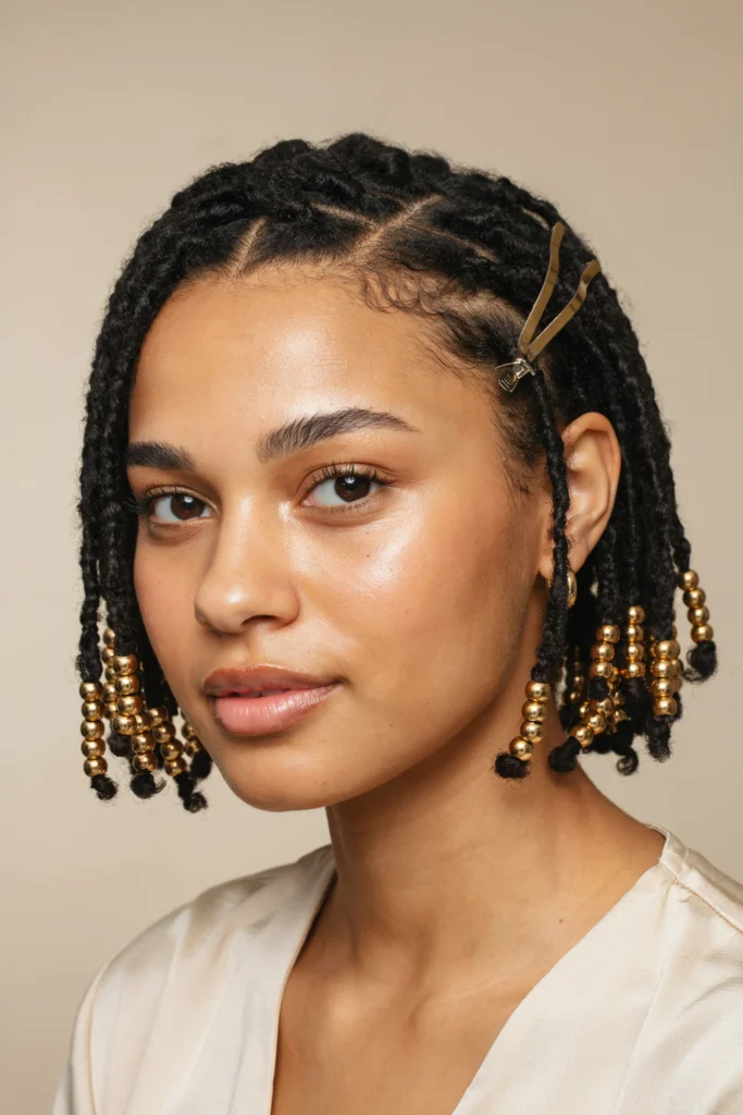 Invisible Locs with Beads and Barrettes
