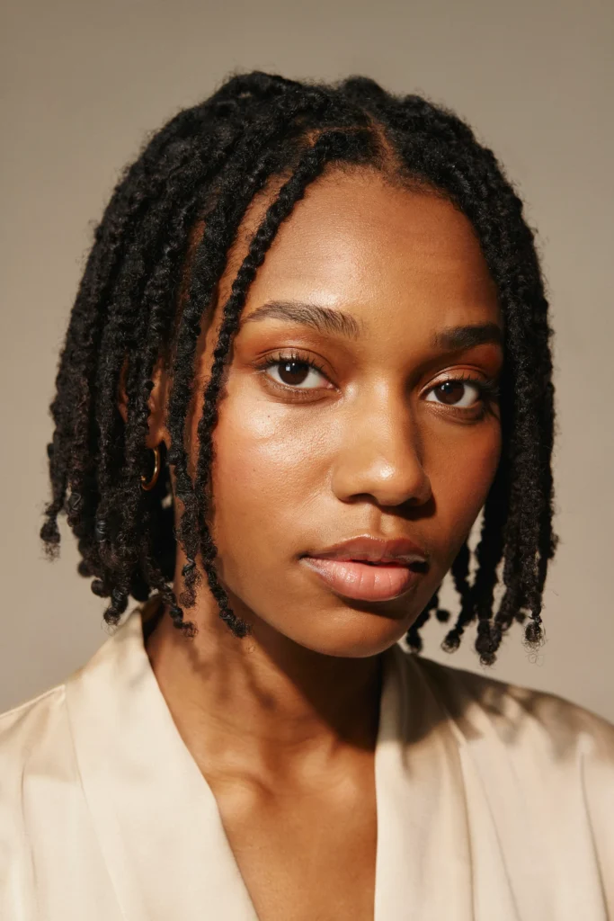 Invisible Locs with Face-Framing Bangs