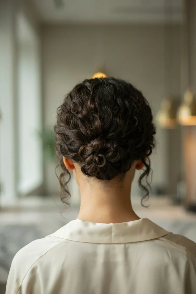 Low Curly Ponytail with Shaved Nape