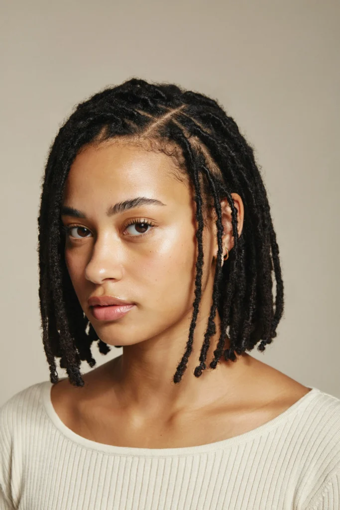 Sleek Invisible Locs Bob with Sharp Lines