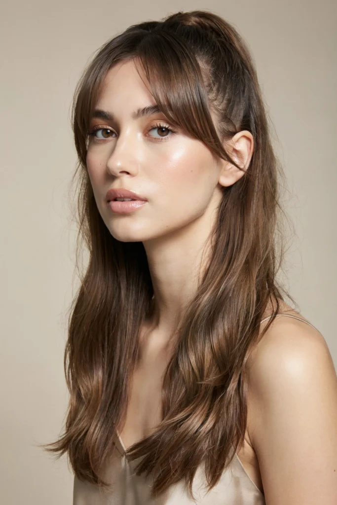 Layered Ponytail with Airy Bangs