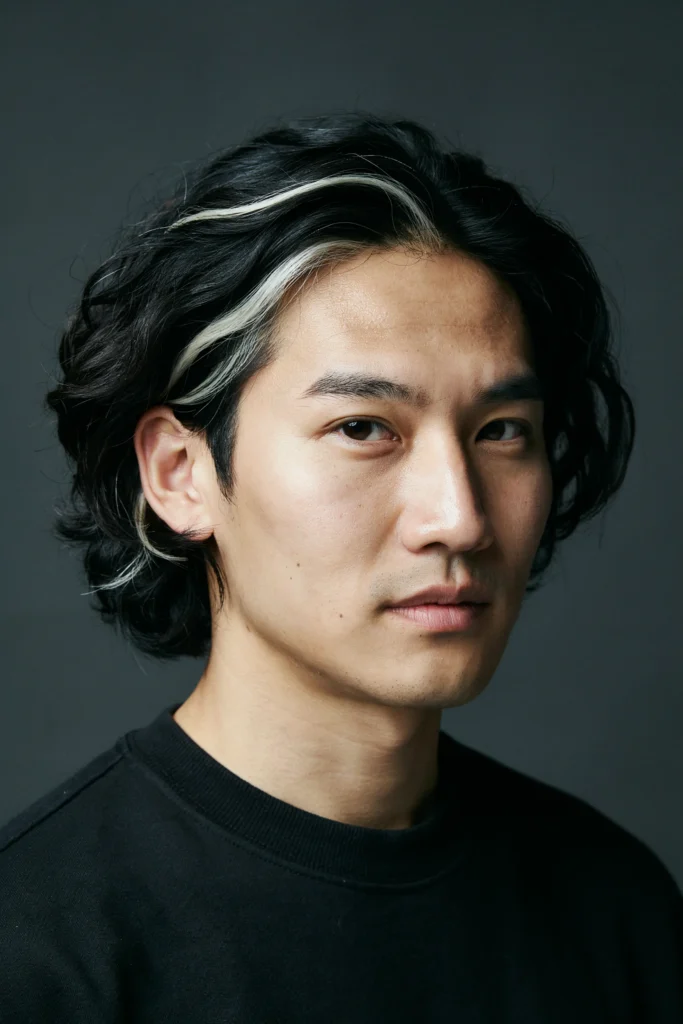 White Streaks on Black Wavy Hair