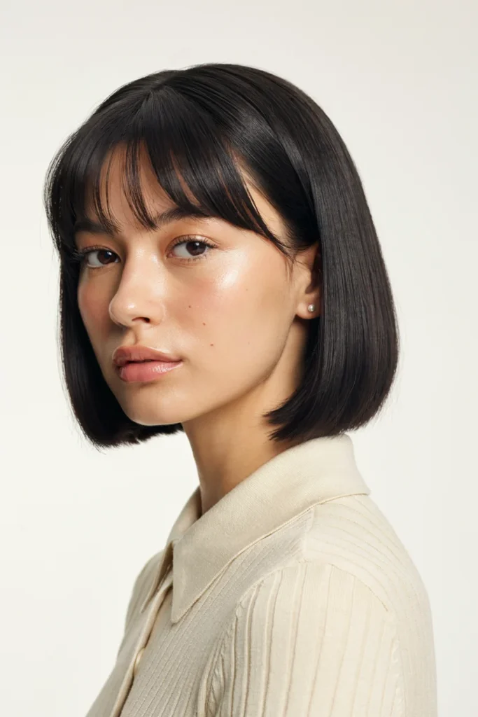 Wispy Bangs on a Blunt Bob