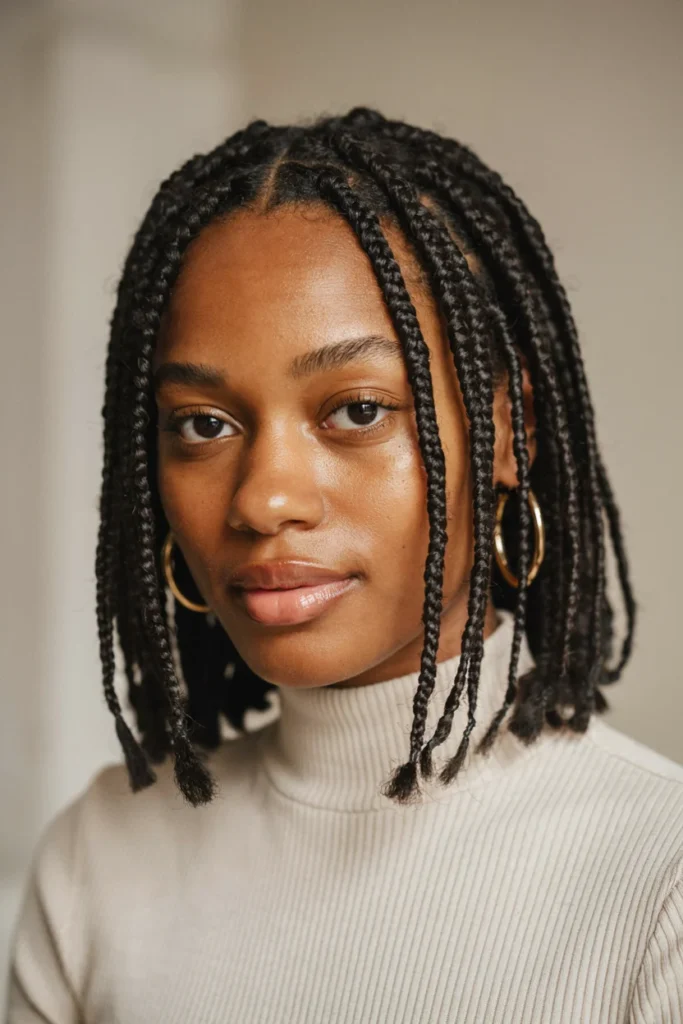 Box Braid Bob with Burned Ends