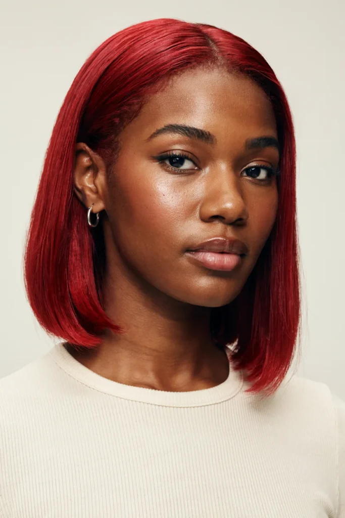 Bright Crimson Sleek Bob