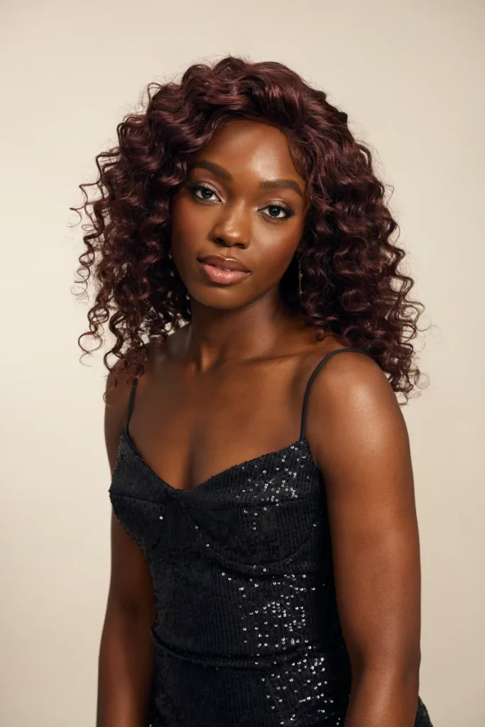 Burgundy Curly Wig