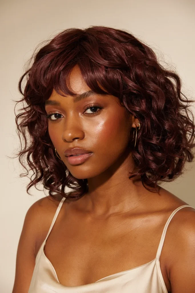 Burgundy or Wine-Red Deep Wave Bob