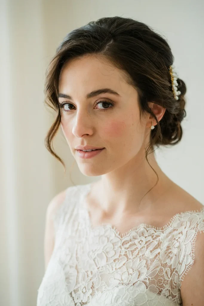 Classic Updo with Face-Framing Tendrils