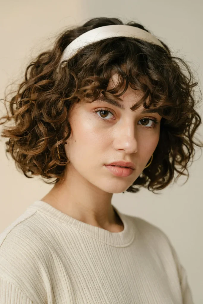 Curly Bob with a Satin Headband