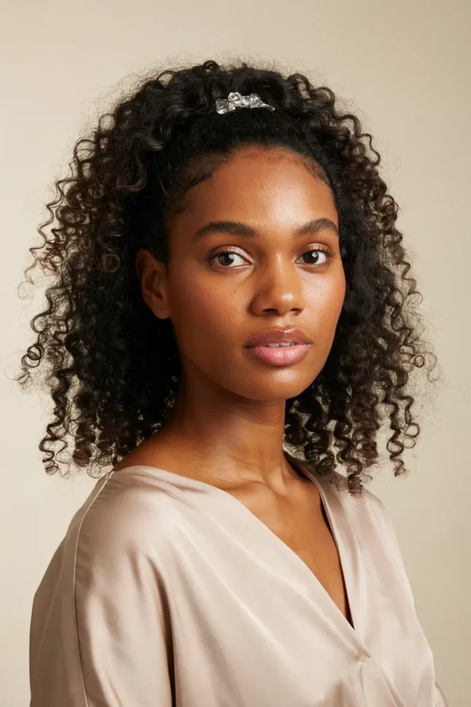 Curly Half-Up Half-Down Hairstyle
