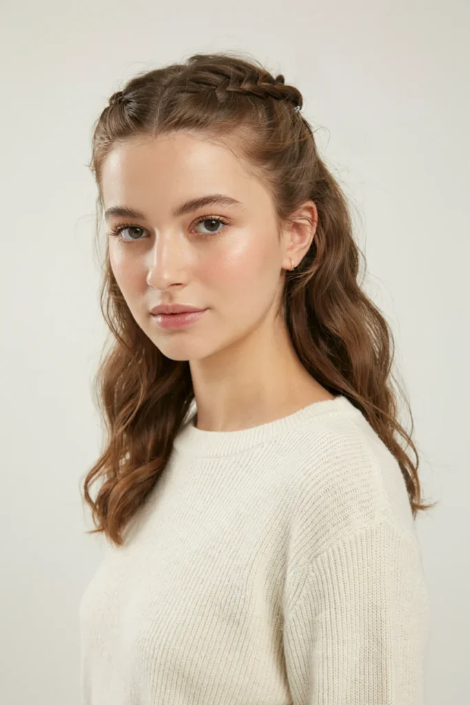 Half-Up Fishtail Braid for Medium-Length Hair