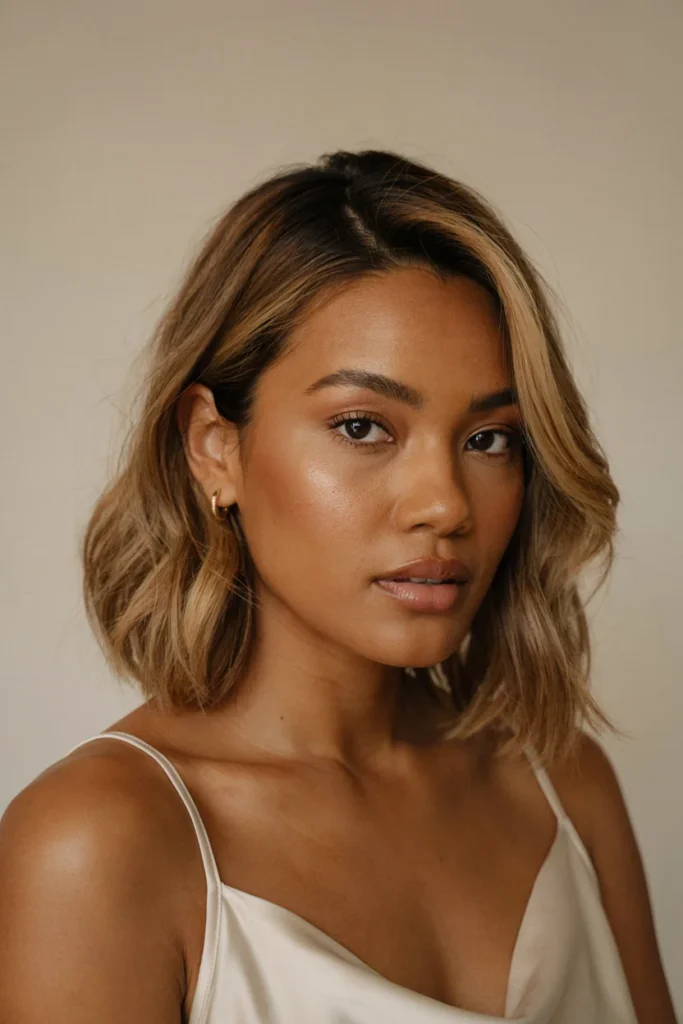 Honey Blonde Highlights on a Textured Bob