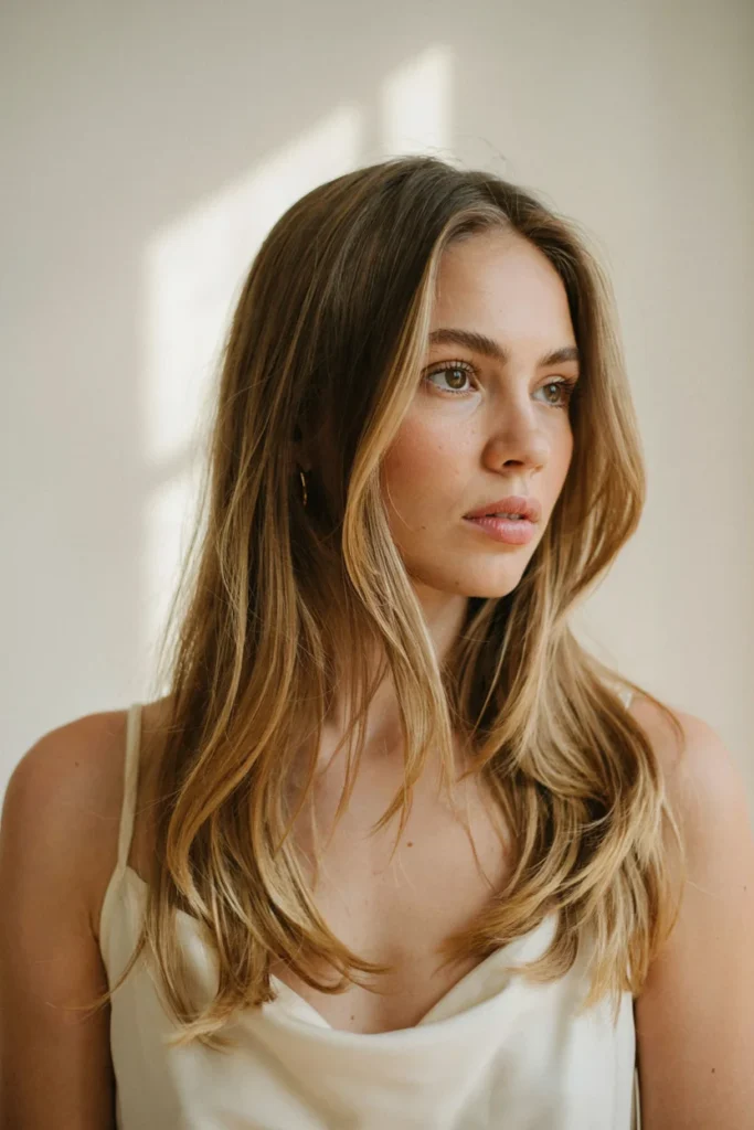 Layered Hair with Blonde Highlights