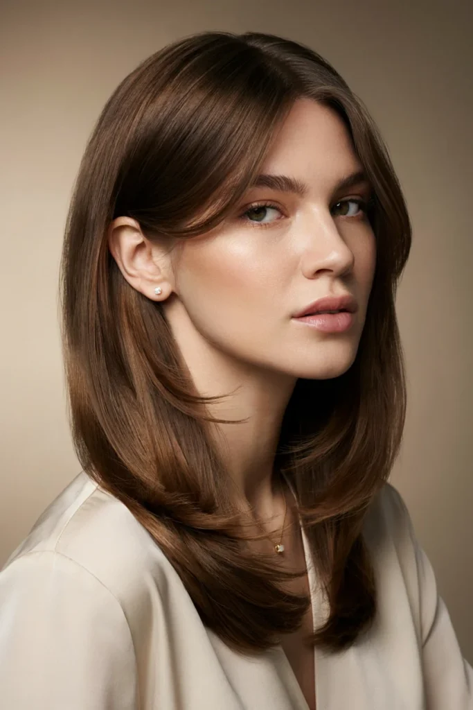 Layered Hair with Side Part