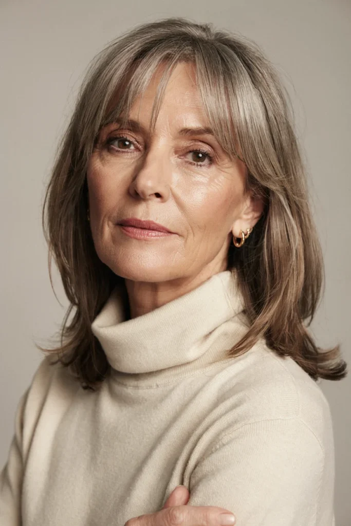 Layered Shoulder-Length Cut with Curtain Bangs