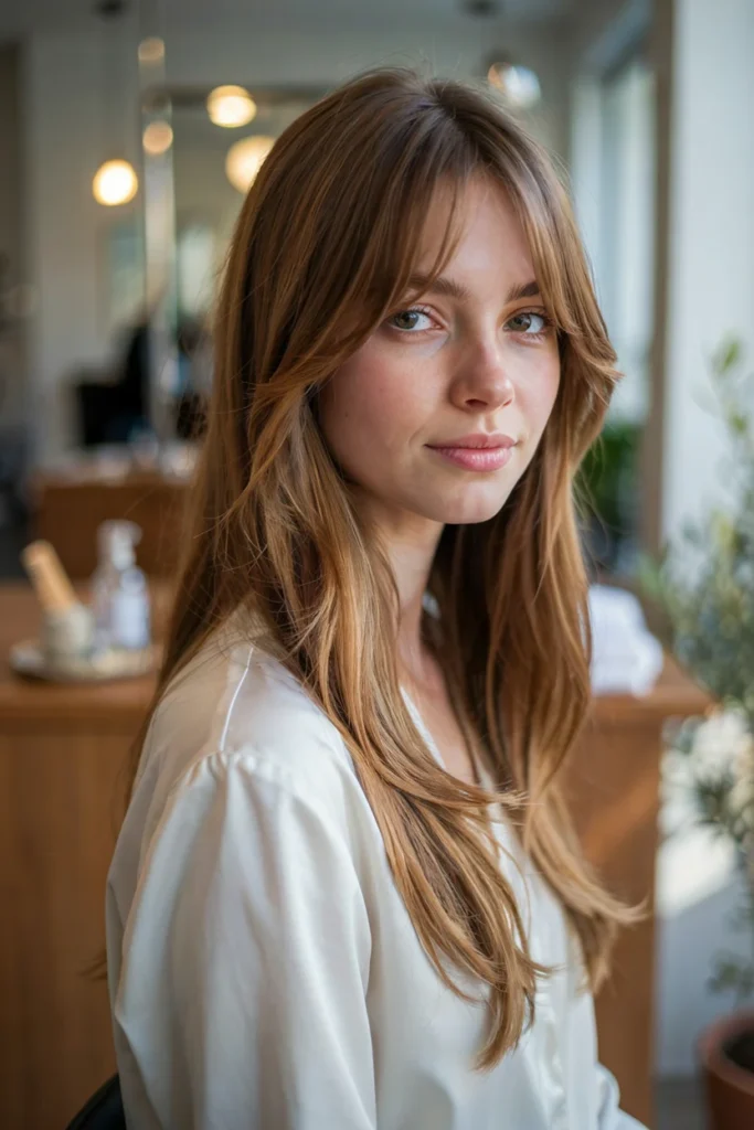 Long Layers with Curtain Bangs