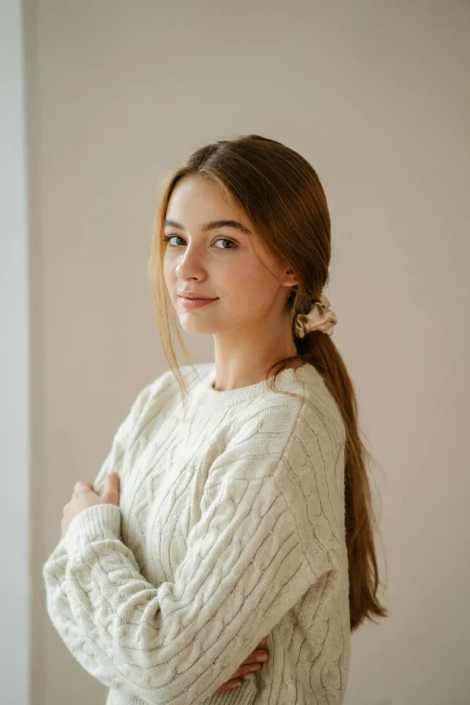 Low Ponytail with Silk Scrunchie