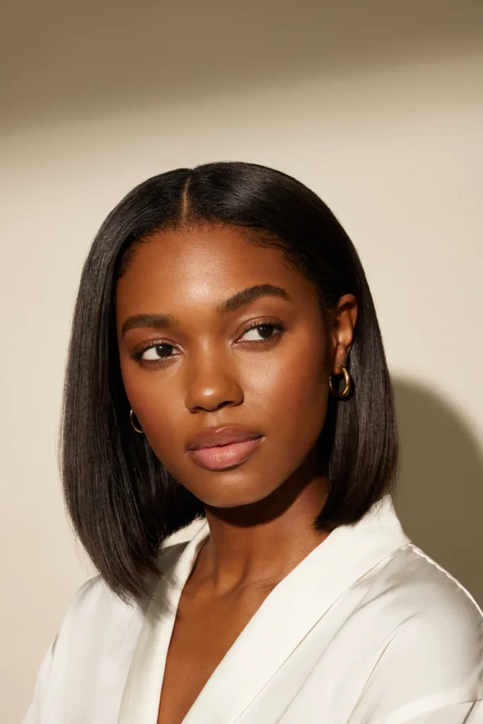 Middle-Part Silk Press Bob