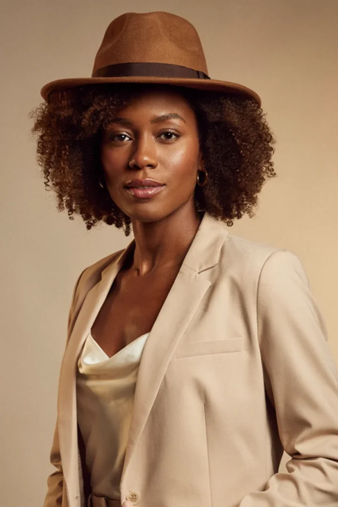 Natural Afro with a Fedora
