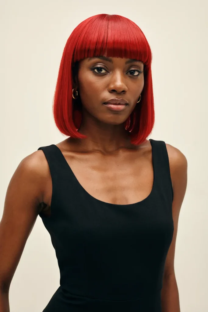 Red Bob with Full Bangs
