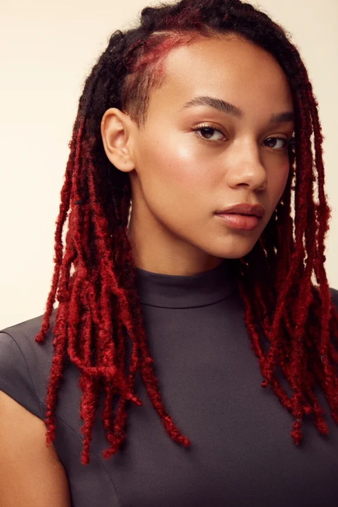 Red Locs With a Skin Fade