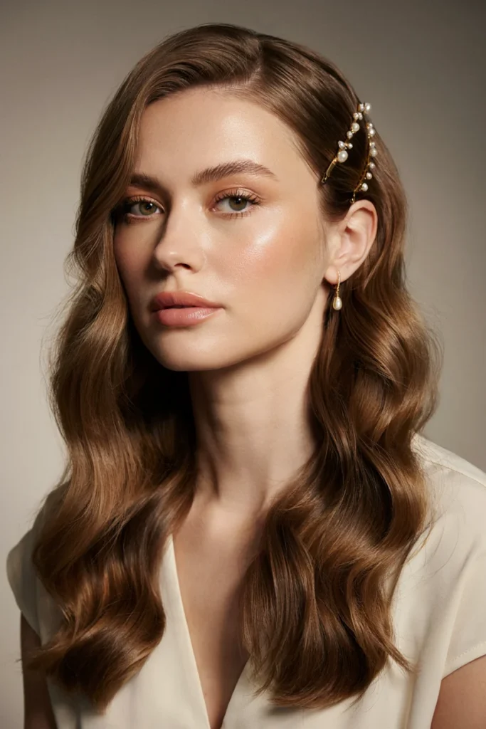 Romantic Loose Curls with Side Sweep