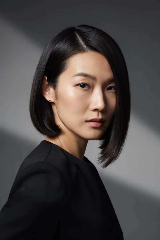 Sculpted Bob with Deep Side Part