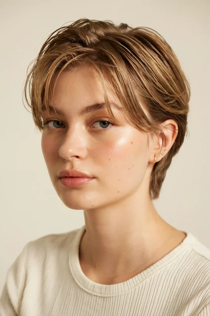 Side-Swept Pixie with Hair Wax