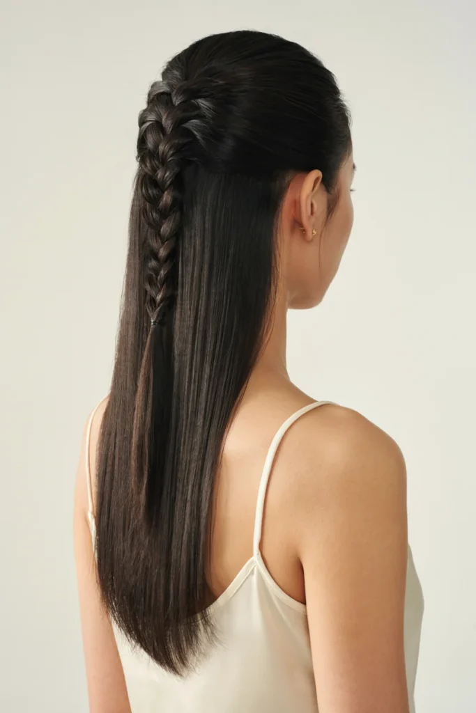 Sleek Half-Up Fishtail Braid