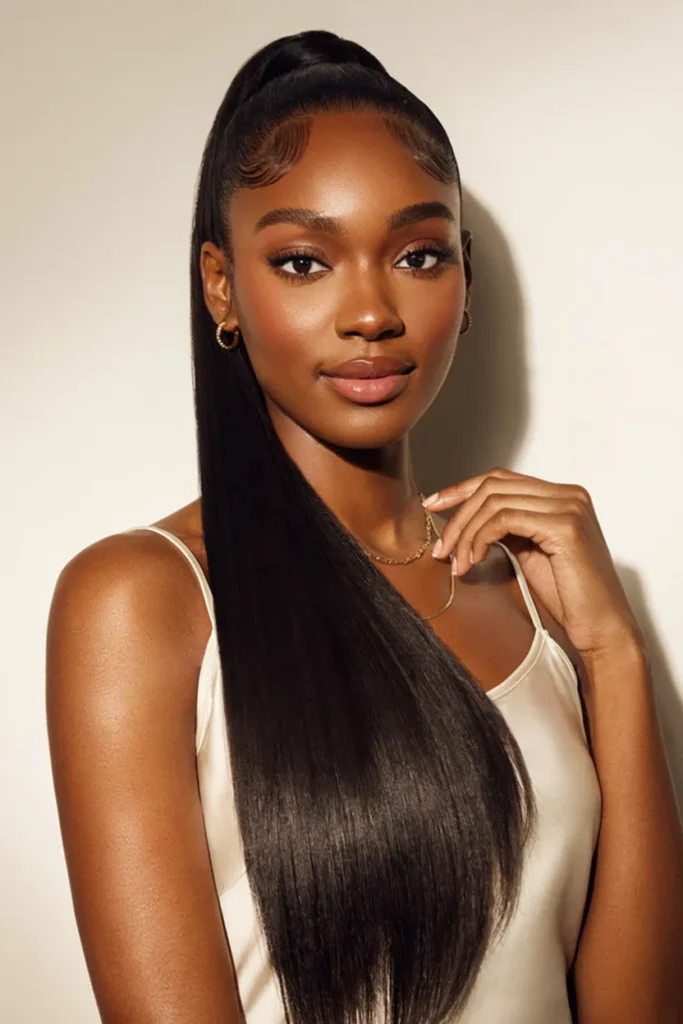 Sleek High Ponytail with Laid Edges