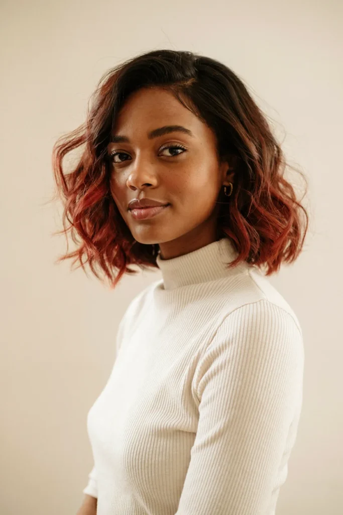 Textured Bob with Cherry Ombre