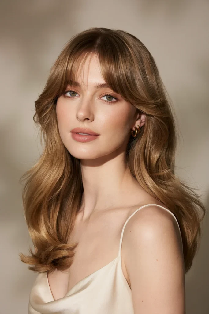 Voluminous Blowout with Bottleneck Bangs