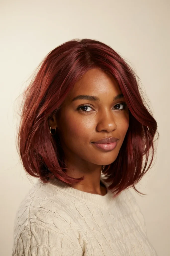 Wine Red Layered Bob
