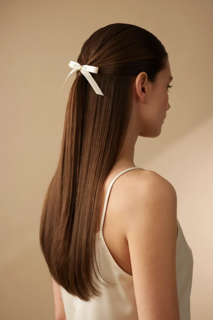Bow With Long Straight Hair