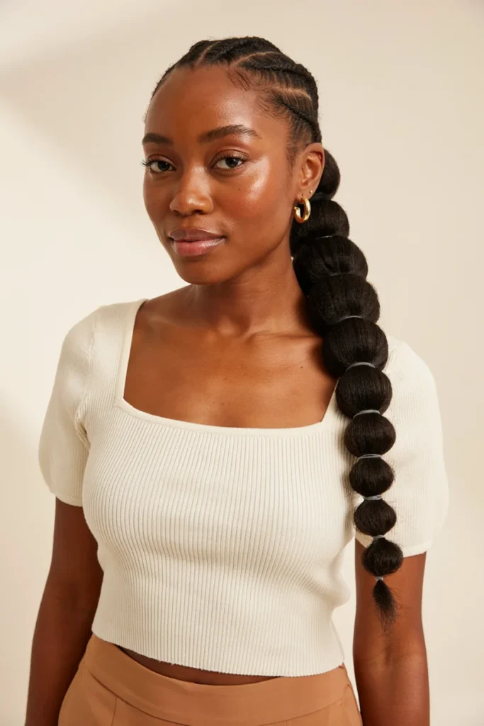 Bubble Ponytail with Braided Base
