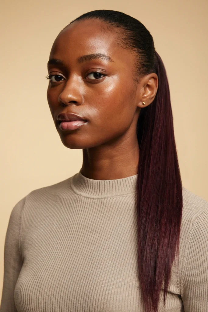 Colorful Ponytail with Shaved Sides