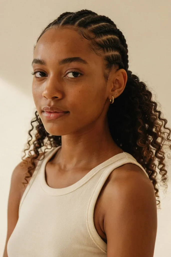 Cornrows with Curly Ends