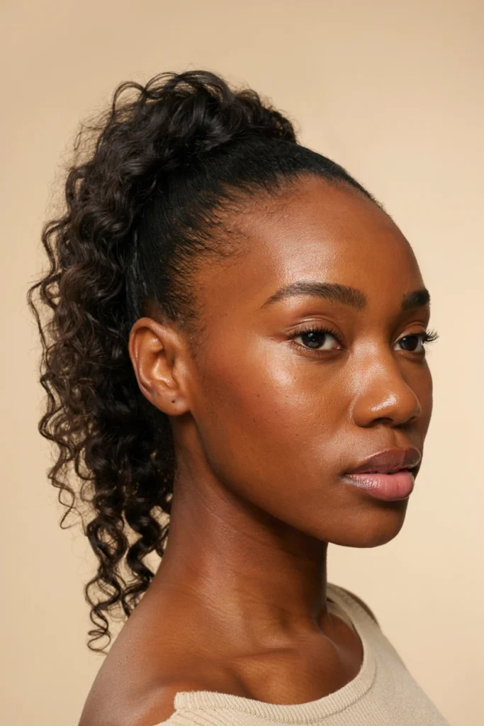 Curly Ponytail with Tapered Undercut