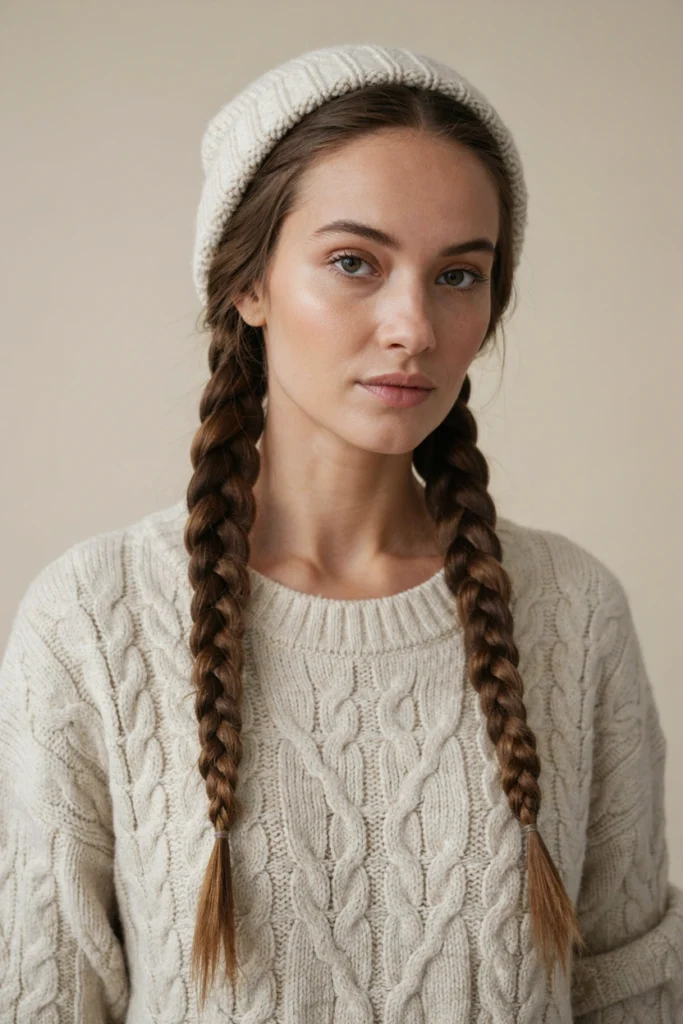 Dutch Braids With a Cozy Beanie