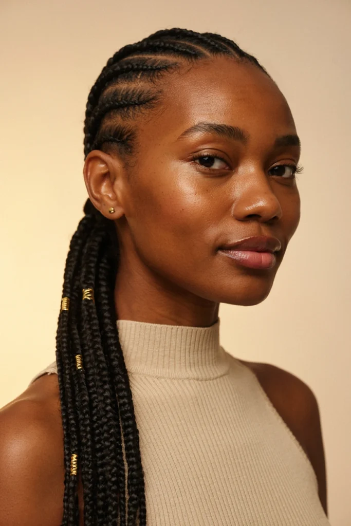 Feed-In Braids into a Ponytail with Shaved Sides