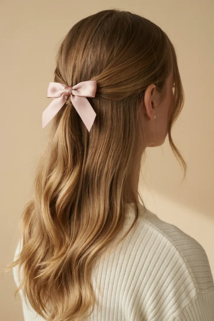 Half-Up Bow With Loose Waves