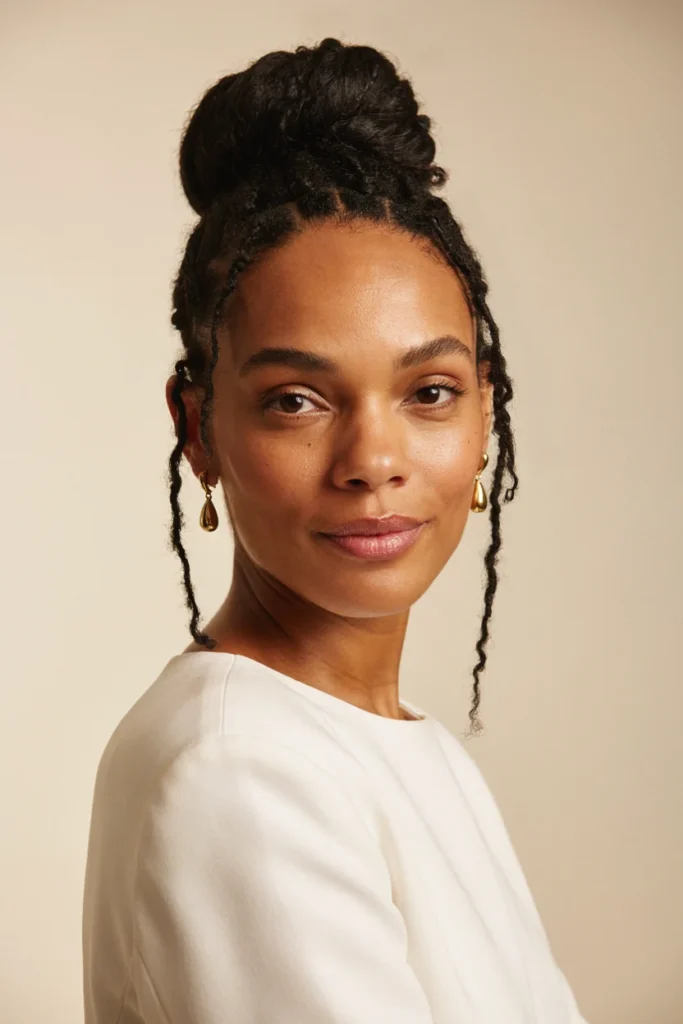 High Bun Thin Locs