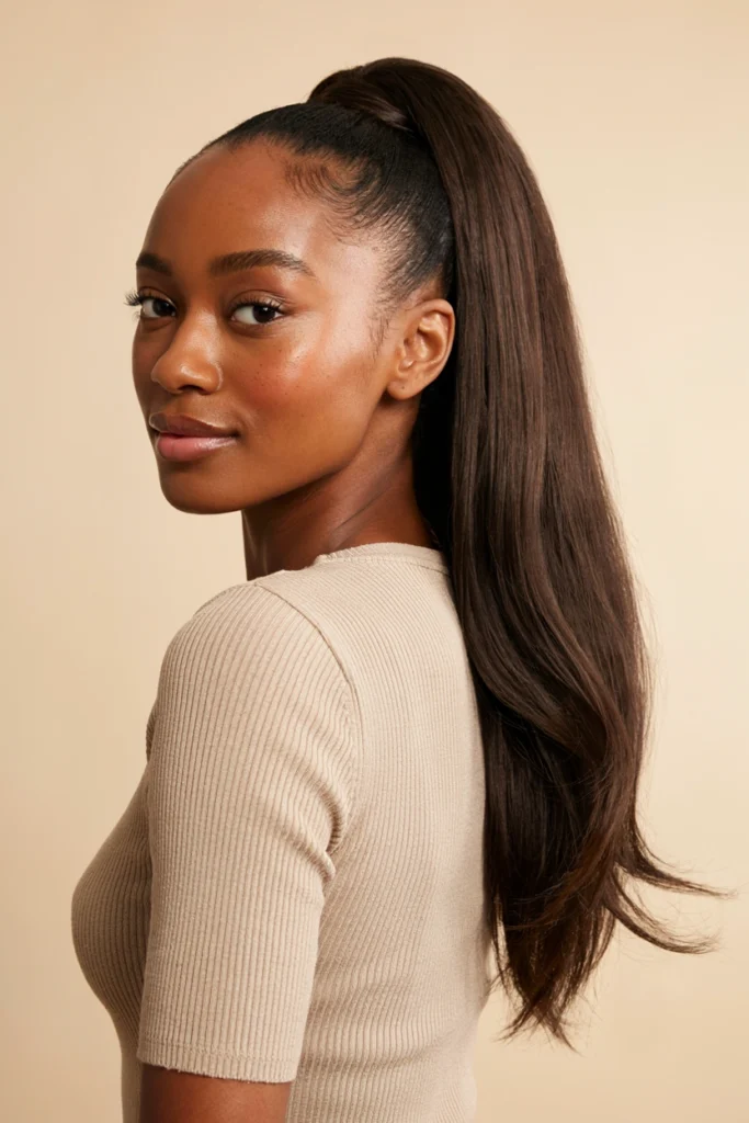 High Ponytail with Low Fade
